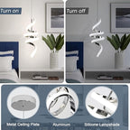 Modern Spiral LED Pendant Lights Kitchen Island, 22W Adjustable Height Hanging Light Fixture 4000K Chrome Chandelier for Dining Room Cafe Table, 1 Pack