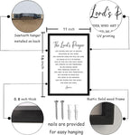 flowtorely The Lord's Prayer Plaque Bible Verse Sign Wall Decor 16"×11" Christian Scripture Inspirational Wooden Framed Wall Hanging Art (Black) 16"×11"
