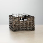 mDesign Woven Farmhouse Kitchen Pantry Food Storage Organizer Basket Bin Box, Container Organization for Cabinets, Cupboards, Shelves, Counter - Store Potatoes, Onions, Fruit, 3 Pack, Espresso Brown