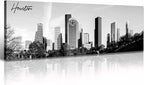 Black and White Wall Art Houston Skyline Canvas Print Picture Panoramic Cityscape Poster Decoration for Bedroom Office Home Decor Framed and Ready to Hang, 13.8"x47.3"