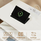 27 inch Wide Night Stand Set 2 with Charging Station, Bedside Table with Open Shelf, 2 Drawers Small Wood Dresser, Modern Wood Nightstand for Bedroom/Living Room (White)