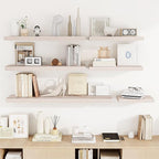 48 Inch Floating Shelves, 3D Textured Wood Grain, 48"x9.25"x1.5" Inch Deep Floating Shelves for Wall, Wooden Shelves for Bathroom, Bedroom, Living Room, Washed White