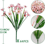 Krissing 48 Bundles Outdoor Artificial Flowers UV Resistant Fake Silk Flowers Faux Plastic Plants Outside Garden Porch Window Box Summer Decoration (Pink)