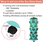 Vertical Planter 6 Tier Stackable Planters Garden Planters Strawberry Herb Flower and Vegetable Planter Indoor Outdoor Gardening Pots with Removable Wheels and Tools