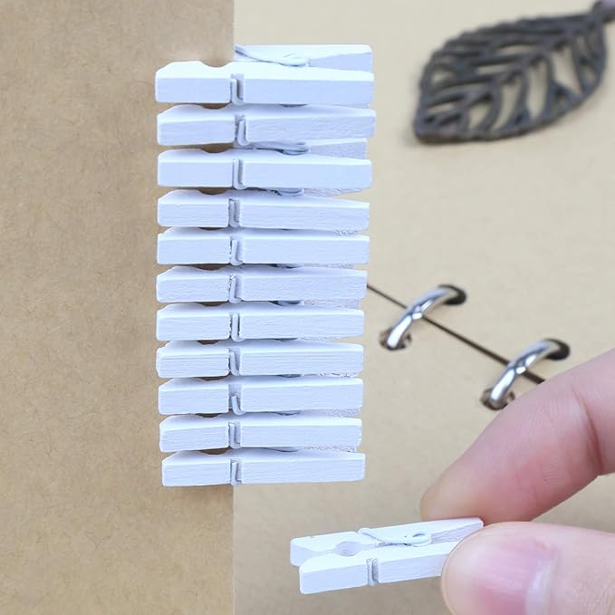 CCINEE Cute Wooden Clothespins White Craft Peg Pins Sturdy Mini Pins Clips, 1 Inch, 72 Pieces in Total