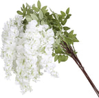 4PCS White Artificial Wisteria Hanging Flowers 40'' Tall Lush Fake Wisteria Flowers for Floor Vases Silk Flowers for Wedding Arch Ceremony Window Box Home Garden Backdrop Decoration (White)