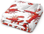 HGOD DESIGNS Red Lobster Fleece Throw Blanket Ultra Soft Cozy Blooming Decorative Flannel Blanket All Season for Home Couch Bed Chair Travel 50x60in