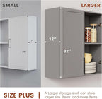 FIMELLO 30" Kitchen Wall Storage Cabinet with Adjustable Shelf, Laundry Cabinet with Doors, Bathroom Storage Cabinet Wall Mount, Storage Cabinet for Bathroom, Kitchen, Laundry Room Cabinet, Grey