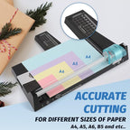 12 Inch Rotary Paper Cutter Heavy Duty, Paper Trimmer with 4 Different Blades for Straight/Wave/Dotted/Creasing Line, Suitable for Cutting Paper Coupons Photos Postcards Scrapbook