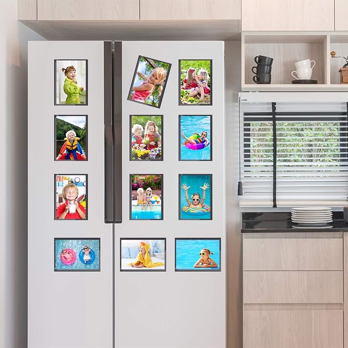 HIIMIEI 20 Pack 4x6 Magnetic Picture Frame for Refrigerator No Scratched, Fridge Magnetic Photo Pockets Hold to Metal Surface