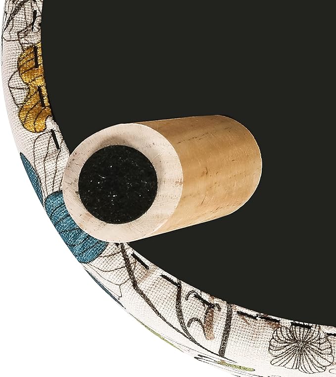 Asense Small Round Ottoman Foot Rest Stool Linen Padded Seat Footstool Ottoman with Anti-Slip Wooden Legs (Flower,Linen)