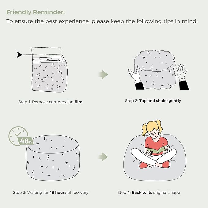 MAXYOYO Bean Bag Chair Bed for Kids, Convertible Bean Bag from Lazy Chair to Floor Bed, Fresh Floral Design Cover, Stuffed Floor Sofa Couch for Boys and Girls, High-Density Foam Filling, Green