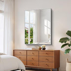 YIROMAN Bathroom Mirror 48"x36", Large Brushed Silver Bathroom Mirror for Over Sink with Aluminum Frame, Rectangular Vanity Mirror with Right Angle, Wall Mirror Hangs Horizontal or Vertical