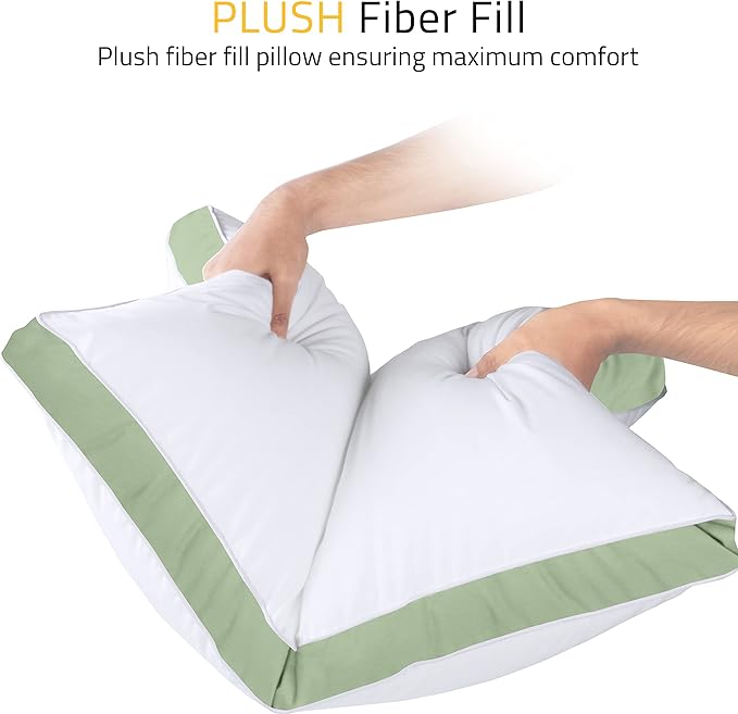 Utopia Bedding Bed Pillows for Sleeping Queen Size (Sage Green), Set of 2, Cooling Hotel Quality, Gusseted Pillow for Back, Stomach or Side Sleepers