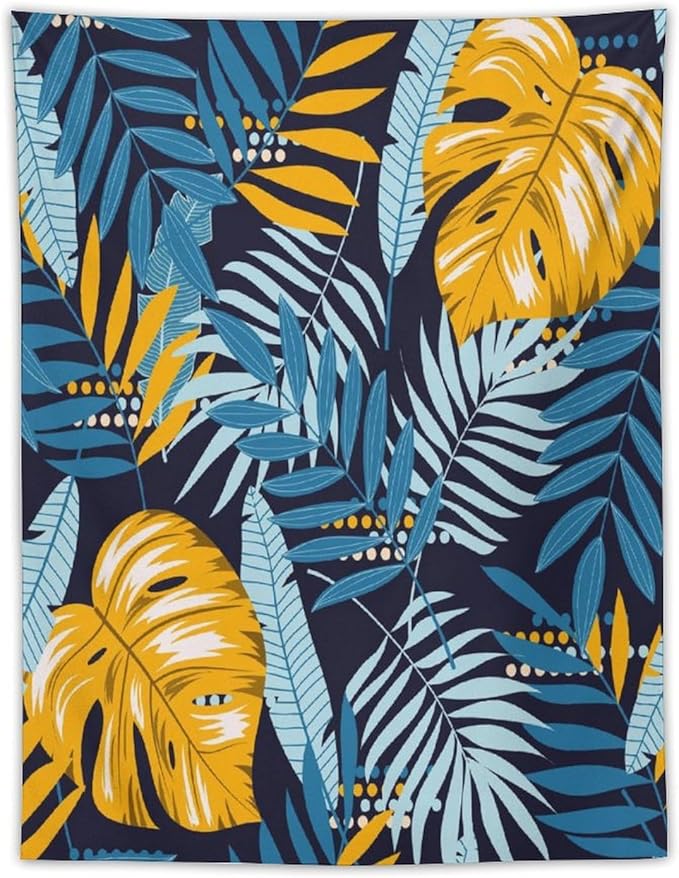 ICMOLYYENLO Palm Leaf Tapestry Wall Hanging, Tropical Leaves Plant Jungle Green Hawaiian Art Home Decor for Guest Bedroom Living Room Dormitory 50x60 Inch