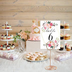 26 PCS Table Number Holder - Table Card Holder Stand Wire Photo Holder with 26 Pcs Floral Table Number Cards, Place Card Holder Stand for Weddings Party Office Paper Memo Menu Note Clips