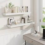 36 Inch Floating Shelves, 9.3 Inch Deep Rustic Wall Shelves - Extra Deeper Wall Mounted Storage Shelves for Bathroom, Kitchen, Living Room (White, Set of 2)