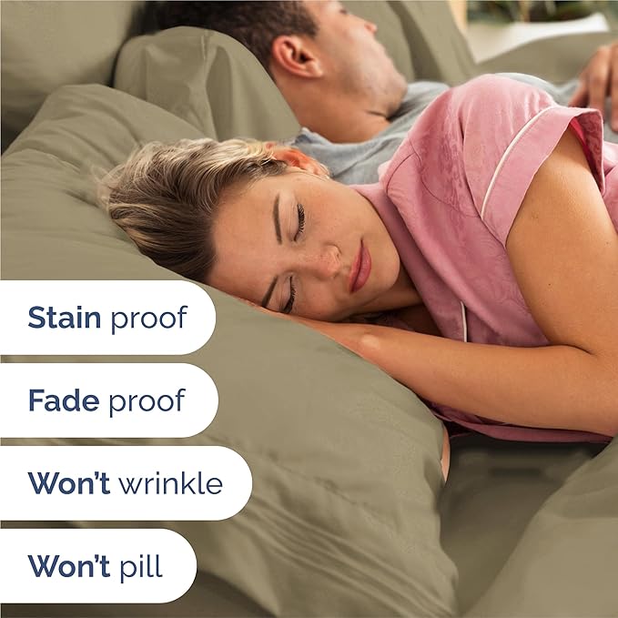 Split King Size 5 Piece Sheet Set - Comfy Breathable & Cooling Bed Sheets Set - Hotel Luxury Bedding for Women, Men, Kids, Teens, Boys & Girls - Deep Pockets, Soft and Wrinkle Free - Oeko-Tex - Khaki