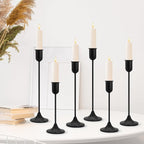 6 Pcs Black Candle Holders Set, Vintage Home Decor – Modern Taper Candlestick Holders for Wedding, Table Centerpieces – Great Gift for Halloween Decor,Thanksgiving Day & Christmas Season