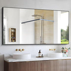 Black Bathroom Mirror for Wall, 60x30 Inch Rectangle Mirrors with Metal Frame, Modern Vanity Wall Mirror Decor for Bathroom Living Room, Entryway Hangs Horizontal or Vertical