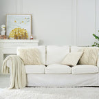 Longhui bedding Chunky Cable Knit Throw Blanket Lightweight Cream 100% Organic Cotton Blanket for Sofa Couch Bed Baby Nursery, Rustic Shabby Chic Modern Farmhouse, 60” x 80” Give Laundering Bag