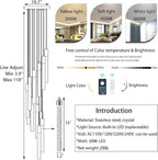 12-Lights Chandelier LED Dimmable Chandeliers for Entryway Flush Mount Ceiling Pendant Light Fixture Crystal Chandeliers for Living Room Chrome Finished Lighting Modern High Ceiling Chandelier
