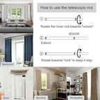 Curtain Rods for Windows 16 to 120 Inches Adjustable Length 1 Inch Diameter Window Curtain Rod with Aluminium End Cap, White