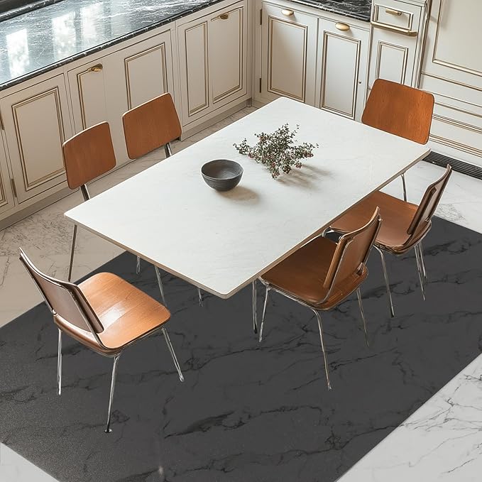 Plastic Floor Mat for Home, 8' x 10' Waterproof Area Rug for Living Room, Area Rug for Dining Table, Non-Slip Vinyl Floor Protector Desk Mat for Outdoor Indoor, Semi-Transparent Black