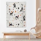 ICMOLYYENLO Abstract Cat Tapestry, Medieval Abstract Atomic Star Cat Vintage Home Wall Hanging Art Tapestry for Bedroom Living Room Dormitory 60x80 Inch