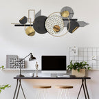 Lucky Monet Large Wall Decor for Living Room, Modern Metal Wall Art, 3D Textured Geometric Wall Sculpture 59"x24" Wall Hanging Decoration for Dinning Room Bedroom Entryway