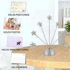 7-Branch Family Desktop Photo Tree Holder Clip Round Base, Card Picture and Memo Desk Frame Display Stand for Wedding Party Christmas Photo Clip Holder Table Numbers (Stars)