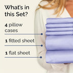 Cal King Sheets Set 6 Piece - Includes 4 Pillowcases - Bed Sheets Cal King Size - Soft Hotel Luxury Bedding - Cooling, Comfy & Breathable - 1 Flat & 1 Fitted & 4 Pillowcases w/ Deep Pockets - Lavender