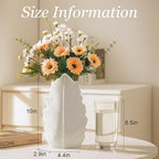 White Matte Ceramic Leaf-Shaped Vase – BEAHOT Modern Minimalist Decorative Flower Vase with Embossed Leaf Texture for Table Centerpiece, Home & Office Decor