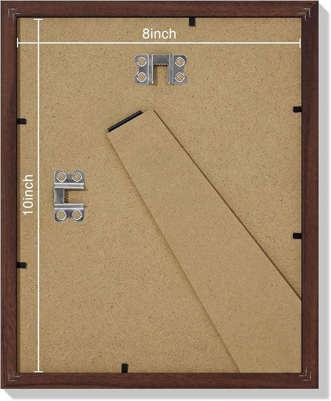Vittanly 8x10 Picture Frames Set of 9, Shatter Resistant Plexiglass, Display 5x7 Pictures with Mat or 8x10 without Mat, Photo Frames for Wall or Tabletop, Engineered Wood, Walnut