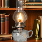 Large Rustic Kerosene Lamp Lantern Chamber Antique Oil Lamps for Indoor Use Home Decor Lighting Vintage Glass Clear (Brown)