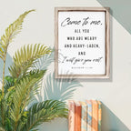 Christian Wooden Wall Signs, Living Room Decor, Bedroom Signs, Scripture Home Decor, Bible Verse Decoration, Framed Wall Plaque Sign 15 * 11.5 inches, Come to Me Sign