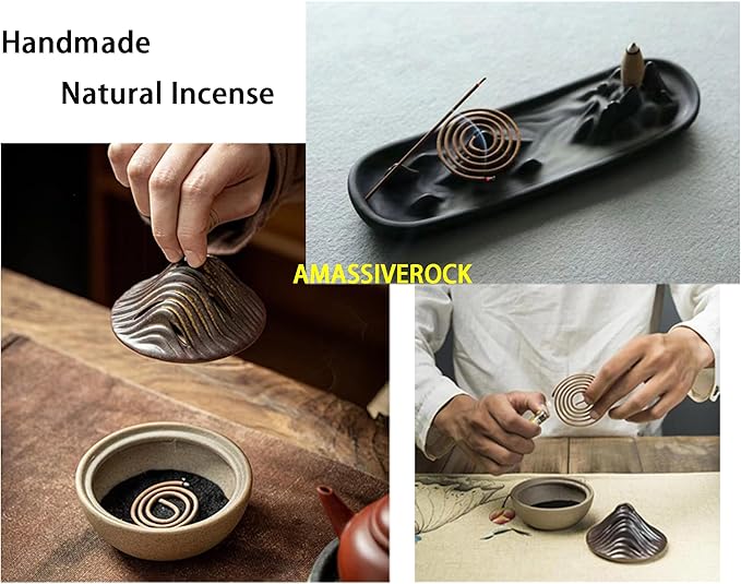 Osmanthus Coils Incense (48 PCS) Spiral Incense Coil Incense Holder Burner, Natural Chinese Coils Incenses Spiral Design for Long-Lasting Fragrance