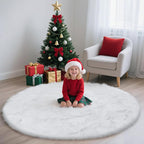 White Fluffy Round Area Rugs for Bedroom,4'X4'Shag Circle Area Rugs for Girls Room,Non Slip Fuzzy Plush Rug for Kids Room Living Room and Dorm Home Decor Rug
