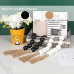 OMISHE 50" Long Extra Large Wood Bead Garland with 1.6" Diameter Wooden Beads and Tassels, Rustic Farmhouse Country Decorative Beads for Home Tiered Tray Decor, Black