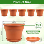6 Inch Plastic-Flower Pot-for-Indoor Plants, 6 Pack Outdoor Plant Pots with Drainage Holes & Saucers, Resin Garden Pots Planters