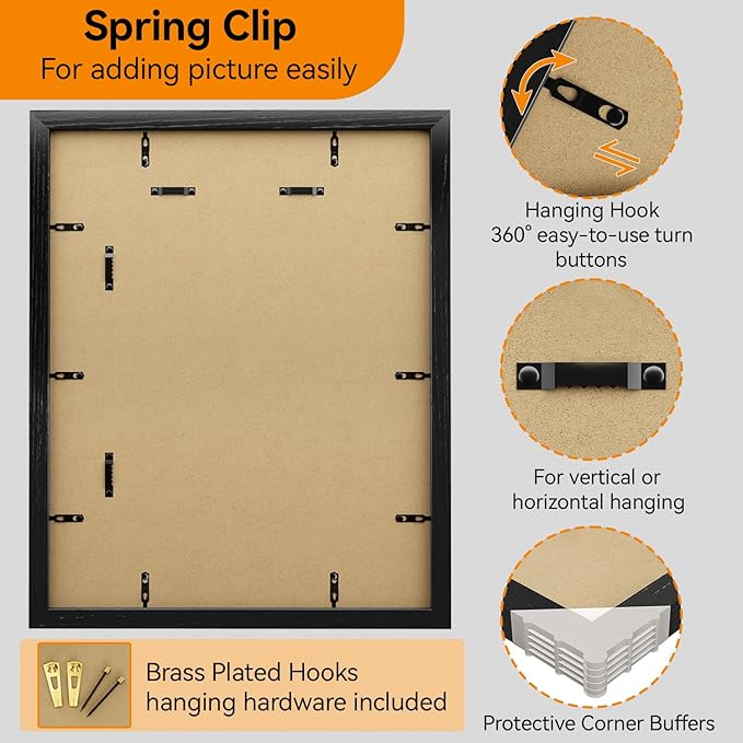 IBUYKE 18x24 Picture Frame,Solid Oak Wood 18x24 Photo Frame with Mat to 16x20,18x24 Picture Frames With Tempered Glass,Wall Mount Display,Home Decor,Black Oak 24 x 18 Frame,UWPF1824B