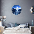 XFM Blue Moon Wall Clock Battery Operated 12 Inch Modern Silent Non Ticking Clock Decorative Wall Clocks for Kitchen Living Room Bedroom