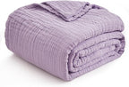 EMME Cotton Blanket Queen Size for Bed Soft Large Muslin Bed Blankets 80"x90" Lightweight Breathable All Season Gauze, Lavender