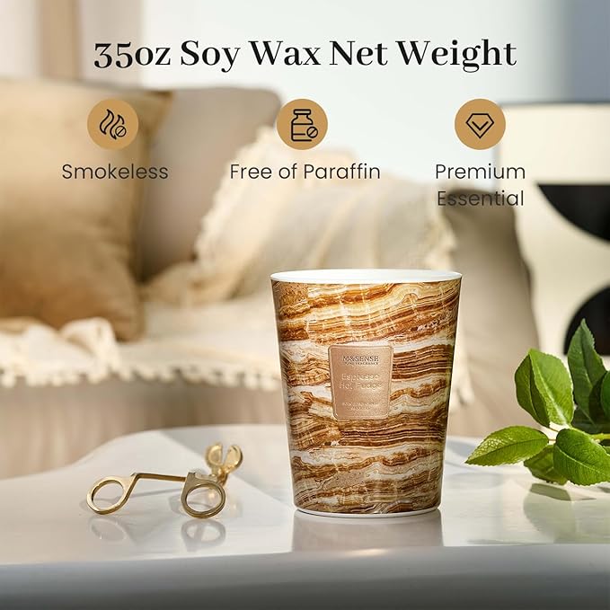 M&SENSE EspressHotFudge Scented Candles for Home, 3-Wick Highly Scented Jar Candles, Extra Large Candle 35 Oz 150 Hours Long Lasting Burning, Relaxing Aromatherapy Candle for Stress Relief, Meditation