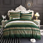 ABREEZE Bohemian Vintage Twin Size Floral Cotton Bedding Set 3Pcs Duvet Cover Set Boho Green Paisley 100% Egyptian Brushed Cotton Reversible Home Bedding Collection