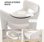 White Chenille Dining Chairs Set of 6, Modern Barrel Dining Room Chairs Upholstered Accent Chair with Arms and Round Back for Living Room Kitchen Armchair No Assembly Needed