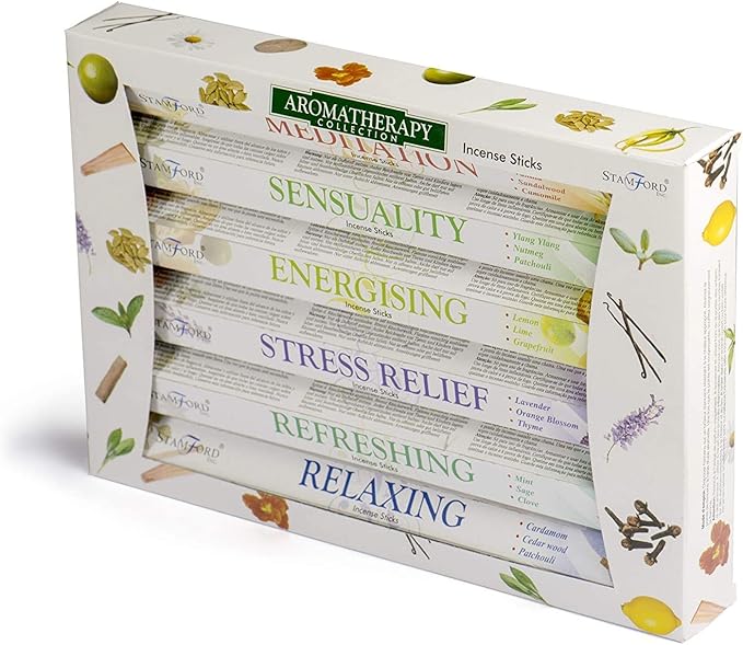 120 Sticks of Stamford Premium Aromatherapy Hex Range Incense Sticks - Relaxing, Stress Relief, Meditation, Refreshing, Sensuality & Energising Incense Gift Pack. by Stamford