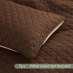 Exclusivo Mezcla Reversible King Size Quilt Bedding Set with Pillow Shams, Lightweight Quilts King Size, Soft Bedspreads Bed Coverlets for All Seasons - (Chocolate Brown, 104"x96")