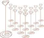 16pcs Place Card Holders, 8.75 Inches Tall Table Number Holders, Rose Gold Picture Holder for Tables with Heart Shaped Clip for Wedding, Photos, Food Signs, Memo Notes, Restaurant, Birthday