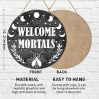 Muktoujaumai Witch Signs for Front Door, Witchy Hanging Sign Decor Halloween Wall Decorations Magic Witchcraft Sign for Gothic House, Porch, Entryway, Housewarming Gift for Wicca, Welcome Mortals
